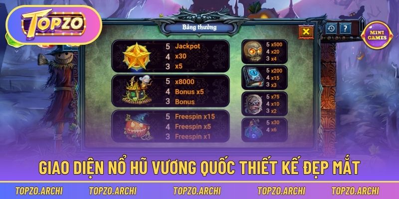 Giao diện game được thiết kế dễ nhìn, đẹp mắt